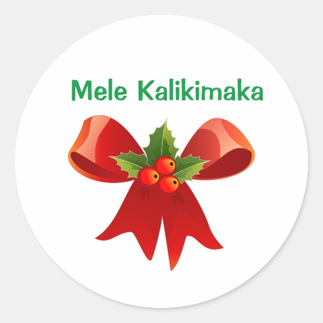 Sticker Rond Mele Kalikimaka Christmas Bow (Devant)