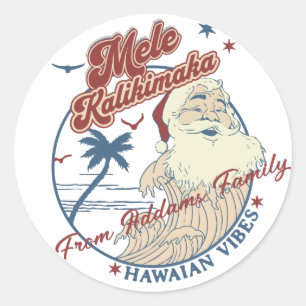 Sticker Rond Mele Kalikimaka Joyeux Noël Hawaïen