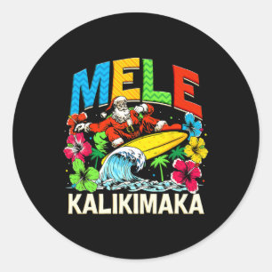 Sticker Rond Mele Kalikimaka Noël Noël Noël Père Noël été Hawai