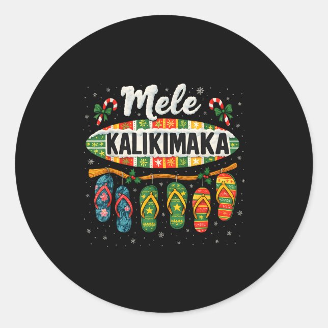 Sticker Rond Mele Kalikimaka Trocal Christmas Flip Flop  (Devant)