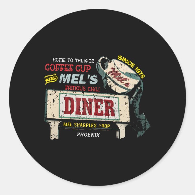 Sticker Rond Mel&#x27;S Diner De Alice Distressed (Devant)