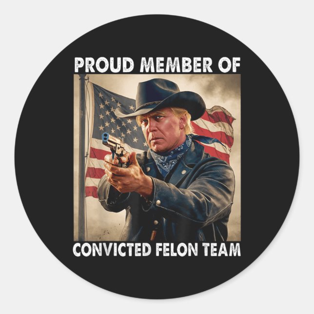 Sticker Rond Membre De L'Équipe Felon Condamnée Donald Trump 20 (Devant)