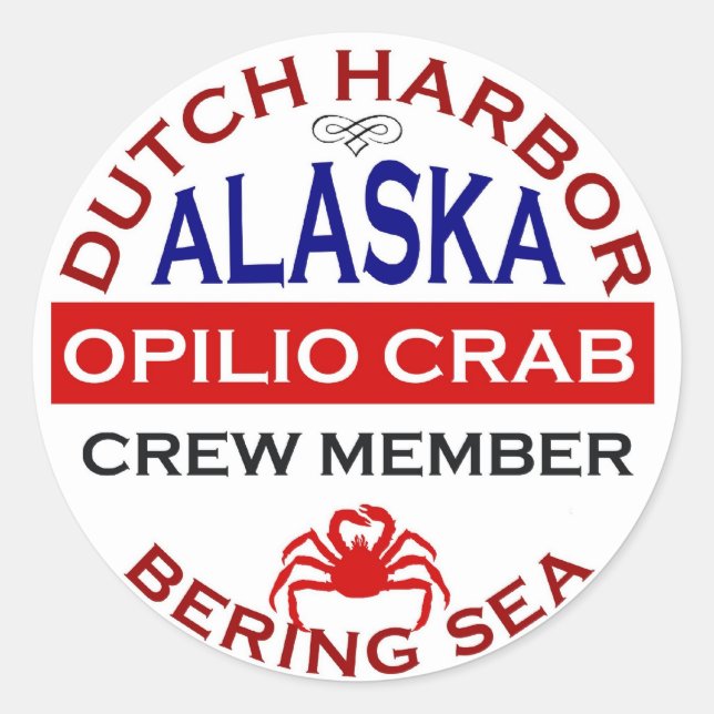 Sticker Rond Membre d'équipage néerlandais de crabe d'Opilio de (Devant)