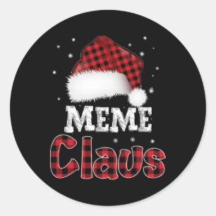 Sticker Rond Mème Claus Noël Red Plaid Pajama Family Match
