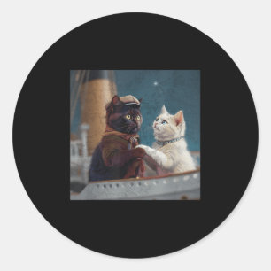 Sticker Rond Mème de chat drôle du film Titanic Rms bateau de c