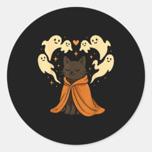 Sticker Rond Mème de chat Soky mignon noir Halloween