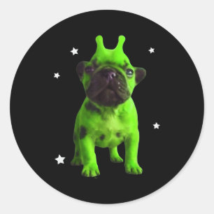 Sticker Rond Mème de chien extraterrestre Rétro Chien idiot Esp