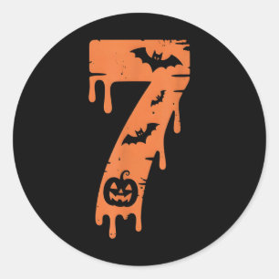 Sticker Rond Mème de chiffre 67 Six Sept Halloween