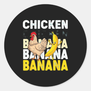 Sticker Rond Mème de danse de banane de poulet drôle pour les e