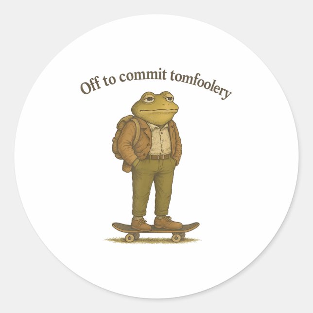 Sticker Rond Mème de grenouille drôle Humour sot foncé pour eng (Devant)