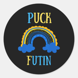 Sticker Rond Mème de Puck Futin conception amusante Ukraine Rus