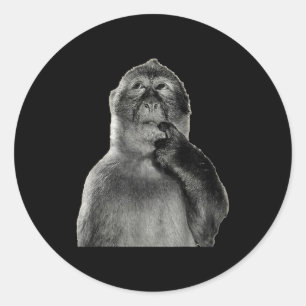 Sticker Rond Mème de singe drôle avec style d'art humoristique