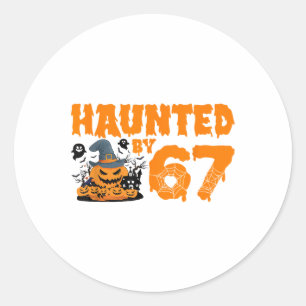 Sticker Rond Mème hanté 67 Six Sept 6-7 Blague drôle d'Internet