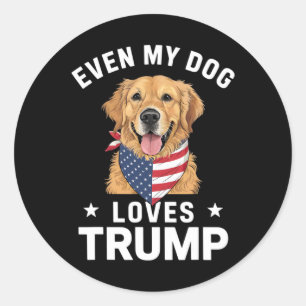 Sticker Rond Même Mon Chien Aime Trump Drapeau Usa Bandana