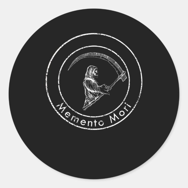 Sticker Rond Memento Mori Saying Latin Wisdom Philosophy (Devant)