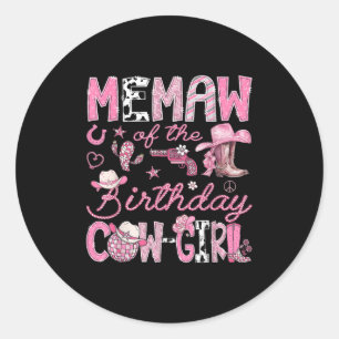 Sticker Rond Mémo De La Vache D'Anniversaire Rodeo Western Coqu