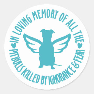 Sticker Rond Mémoire aimante des Pitbulls tués