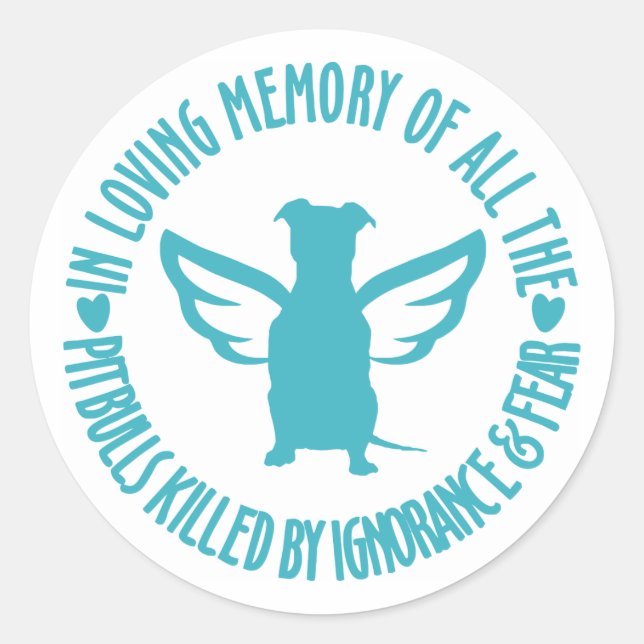 Sticker Rond Mémoire aimante des Pitbulls tués (Devant)