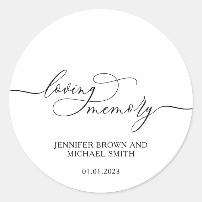 Sticker Rond Mémoire d'amour de signature simple blanche (Devant)