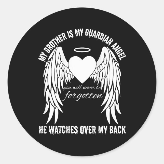 Sticker Rond Memorial Day Brother Est Mon Ange Gardien Manquant (Devant)