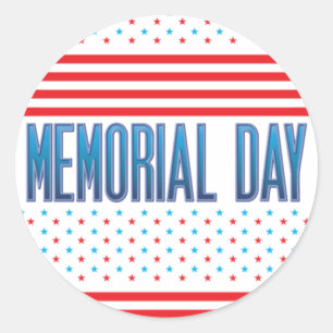 Sticker Rond Memorial Day Drapeau américain Bleu blanc rouge