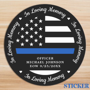 Sticker Rond Mémorial de la police en mémoire d'amour mince l