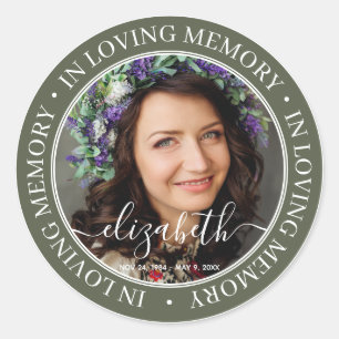 Sticker Rond Mémorial en mémoire d'amour Élégante photo classiq