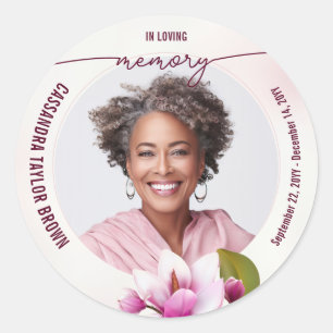 Sticker Rond Mémorial floral rose Magnolie