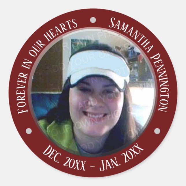 Sticker Rond Memorial Forever dans nos coeurs Photo (Devant)