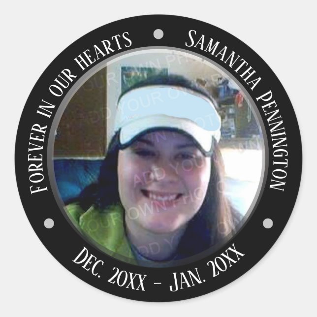 Sticker Rond Memorial Forever dans nos coeurs Photo (Devant)