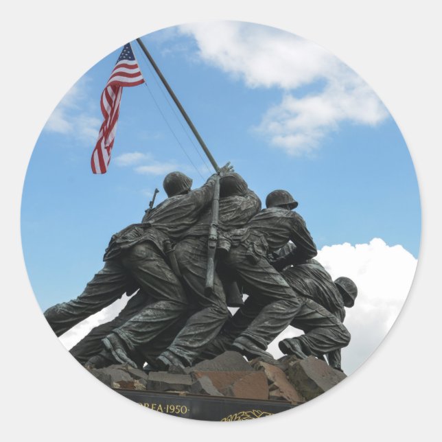 Sticker Rond Mémorial Iwo Jima à Washington DC (Devant)