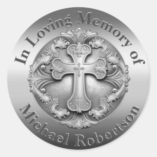 Sticker Rond Mémorial personnalisé avec croix