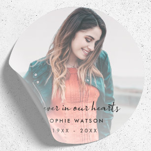 Sticker Rond Memorial Photo Modern stlish Funeral