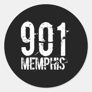 Sticker Rond Memphis 901 Indicatif régional désorganisé