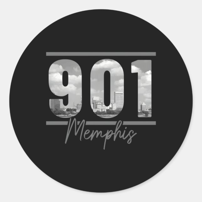 Sticker Rond Memphis 901 Indicatif régional Skyline Tennessee (Devant)
