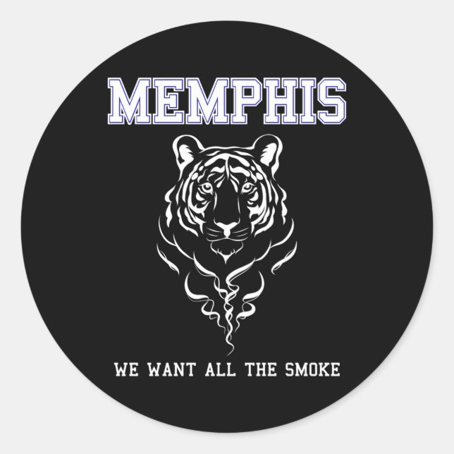 Sticker Rond Memphis Basketball Nous Voulons Toute La Fumée (Devant)
