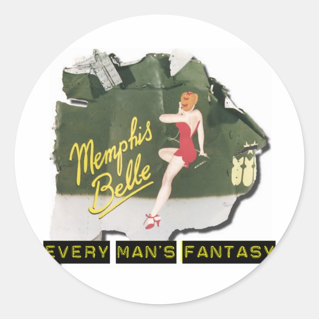 Sticker Rond Memphis Belle Pin Up (Devant)