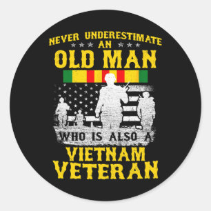 Sticker Rond Men Papa Grand-père Vietnam Vintage Shirt Men