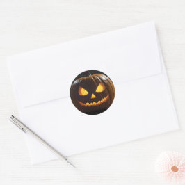 Sticker Rond Menacer Citrouille Halloween,