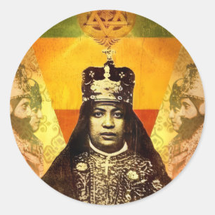 Sticker Rond Menen Asfaw Haile Selassie SAI Jah Rastafari