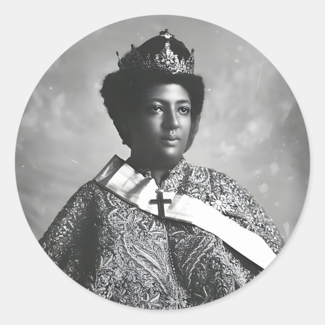 Sticker Rond Menen Asfaw Queen Africa Empress Selassie I Roots (Devant)