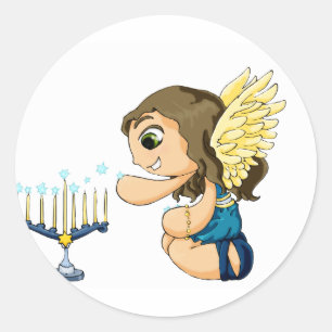 Sticker Rond Menorah Angel