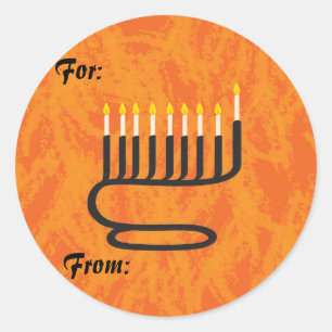 Sticker Rond Menorah, étiquettes-cadeaux
