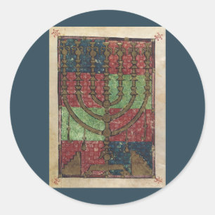 Sticker Rond Ménorah vintage, fête des lumières Hanoukka مبارك