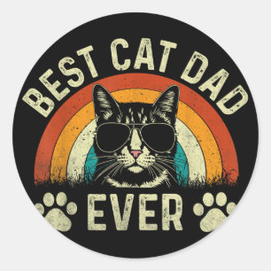 Sticker Rond Mens Chat Papa Meilleur Chat Papa Jamais Drôle Cha