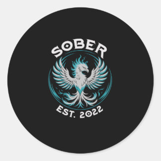 Sticker Rond Mens cute sober since 2022 aa recovery achiever