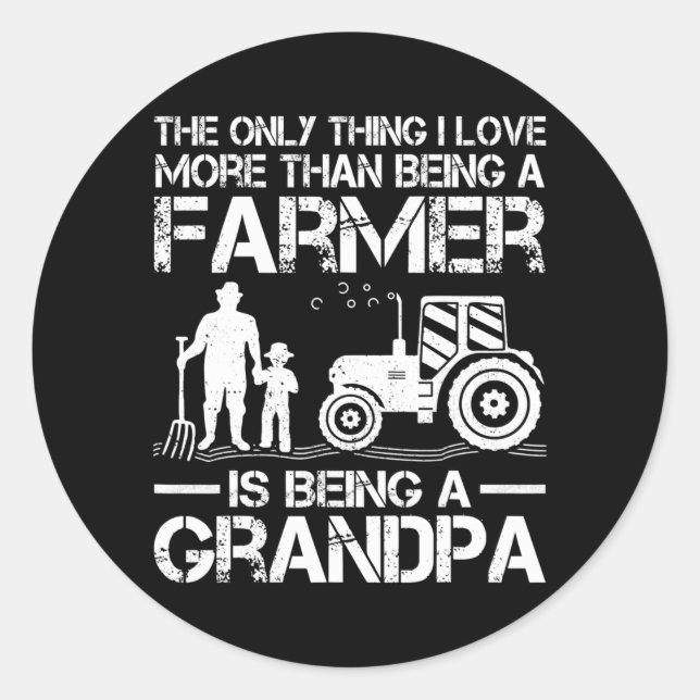 Sticker Rond Mens Drôle Tracteur agricole Rétro Fermier Grand-p (Devant)