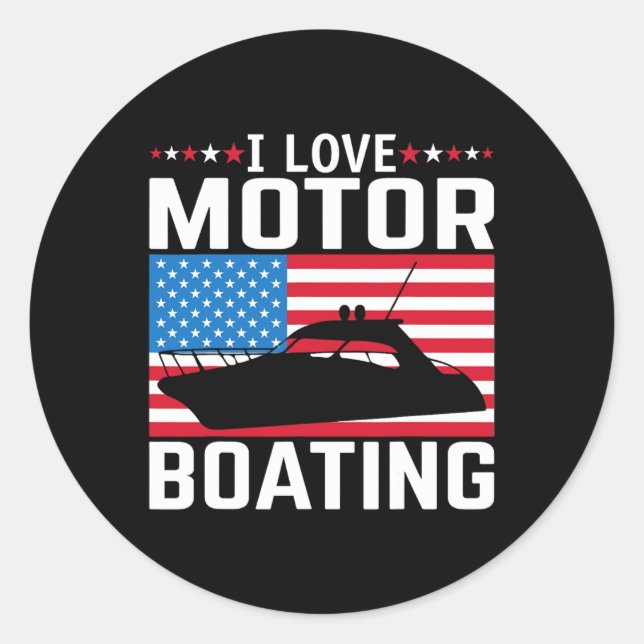 Sticker Rond Mens I Love Motorboating Tee Nitro B (Devant)