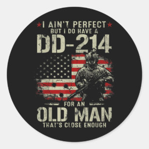 Sticker Rond Mens Je ne suis pas parfait J'ai un vétéran DD-214
