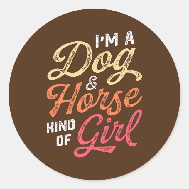 Sticker Rond Mens Je Suis Un Cheval De Chien Genre De Cheval Éq (Devant)
